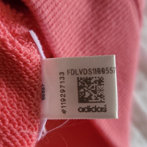 ADIDAS Hoodie Sweatshirt Colorado Cropped Velvet Trefoil Size Large Pink - Picture 9 of 9